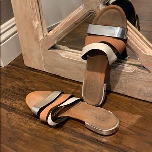 Zara metallic slides sandals Sz 39